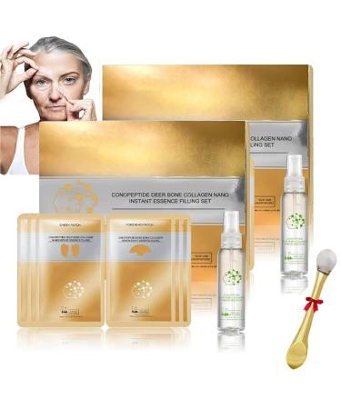 2Set Instant Skin Essence Collagen Set Spiral Peptide Deer Bone Collagen Essence Kit For Reduce Fine Lines & Wrinkles Which Provides Long-Lasting Moisturizing And Firming Elasticity For All Skin Types
