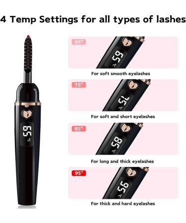 URSOBTF Heated Eyelash Curler | Rechargeable Electric Lash Curler for Long-Lasting Natural Curls & Makeup Enhancement - Black - Buy Online on GoSupps.com