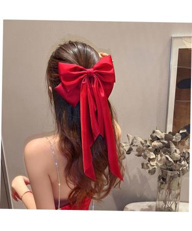 Housoutil Satin Ribbon Hairpin Hair Ribbons Hair Barrettes Hair Pin Bows for Hair Halloween Hair Bows Teen Girls Barrettes for Hair Bows for Women Spring Clip Metal Miss Red - Buy Online on GoSupps.com