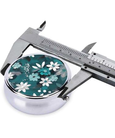 Teal Grey & White Floral Round Pill Box | 3 Compartment Portable Travel Organizer - Buy Online on GoSupps.com