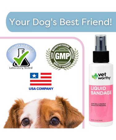 Vet Worthy Liquid Bandage for Dogs - Dog Wound Care Solution with Aloe Vera - 4oz - Buy Online on GoSupps.com