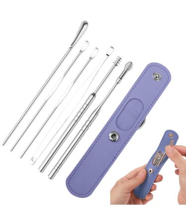 Jextou Earpick Spiral Earwax Remover Removal Kit Cleaning Kit Ear Hygiene Care Earpick Spiral Ear Cleaner Tools Kits for Children & Adult Earwax Removal Purple