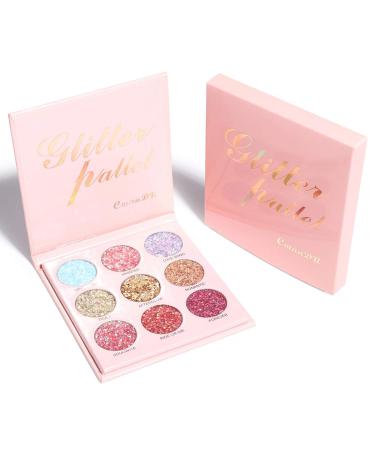Glitter Eyeshadow Palette 9 Colors Pro Matte Shimmer Eye Shadow Palette Eye Shadow Powder Makeup Pallet Highly Pigmented Ultra Shimmer for Face Body