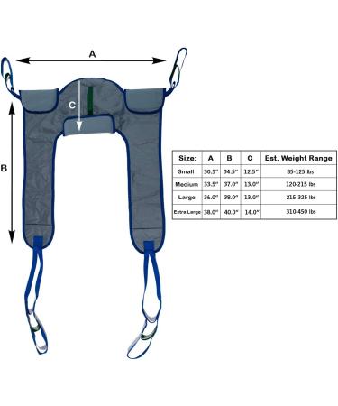 Patient Aid Padded Toileting Sling with Lower Back Support - Large 38 x 36 Lift Sling (PA122L) - 215 to 325 lbs Capacity - Ideal for Moving Patients to Commodes and Toilets - 1 Count - Buy Online on GoSupps.com