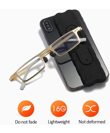 TbHome Slim Rectangular Frame Glasses - Anti-Blue Light Readers with Mini Compact Cover | Portable Metal Computer Glasses in Gold (1.5) - Buy Online on GoSupps.com