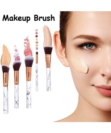 10-Piece Marble Makeup Brush Set with PU Leather Bucket | Foundation Eyeshadow and Contour Brushes for Flawless Makeup Application - Buy Online on GoSupps.com