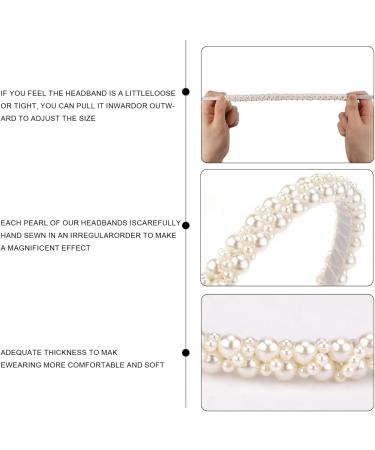 Pearl Headband Flexible White Pearl Headband with Faux Pearl Cute Pearl Headband for Girls Women Multipurpose Pearl Hair Accessories White Headband - Buy Online on GoSupps.com