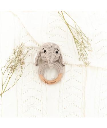 Personalized Baby Bite Ring - Engraved Elephant Teether - Unique Baptism Gift for Boys & Girls - Custom Baby Rattles from 0 Months - Buy Online on GoSupps.com
