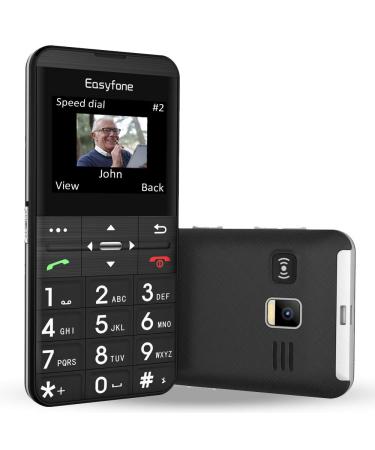 Easyfone Prime-A7 GSM Sim-Free Big Button Mobile Phone for Seniors 2.0-Inch HD Display SOS Button with GPS 1500mAh Battery Long Time Standby with Charging Dock (Black)