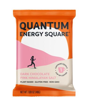 QUANTUM Energy Square | Organic Caffeinated Energy Protein Bars | 10g | Plant Based | Gluten Free | Vegan | Dairy/Soy-Free | Non-GMO | Breakfast Bar | Healthy Snacks | Dark Chocolate Pink Himalayan Sea Salt | 8 Pk Dark Cho…