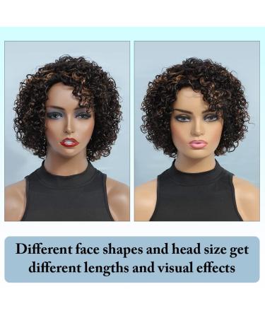 UDU Ombre Short Curly Human Hair Wig | Highlighted Piano Color Side Part for Black Women (P1B/30) - Buy Online on GoSupps.com