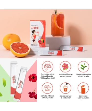 Korean Pink Grapefruit Hibiscus and Green Tea Powdered Iced Tea Hydration Drink Mix 10 Sticks 50g /1.76oz(5g x 10sticks) with Oil Blotting Papers - Buy Online on GoSupps.com