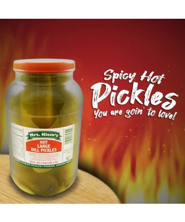 Mrs. Klein's Large Hot Pickles - Bold Spicy Dill Snack with Natural Ingredients | Kosher, Low Carb, Gluten Free & Vegan | 128 fl oz Jar - Buy Online on GoSupps.com