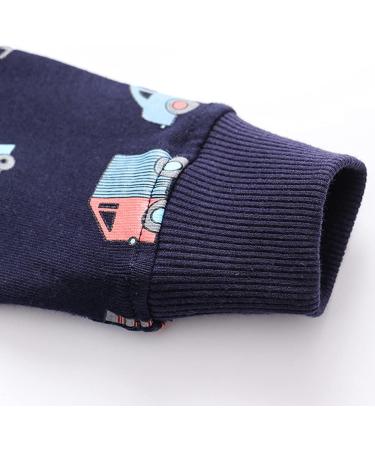 Eulla Boys' Dinosaur & Excavator Sweatshirt - Long-Sleeved Cotton Winter Top (Ages 1-7) - Dark Blue Tractor - Cozy Kids Apparel - Buy Online on GoSupps.com