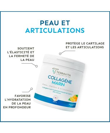 MARINE COLLAGEN PATENTED POWDER | 257g Pure Collagen Peptides Type 1 | Soft Joints Smooth and Hydrated Skin | Orange Taste | 100% French Spine | Terravita - Buy Online on GoSupps.com