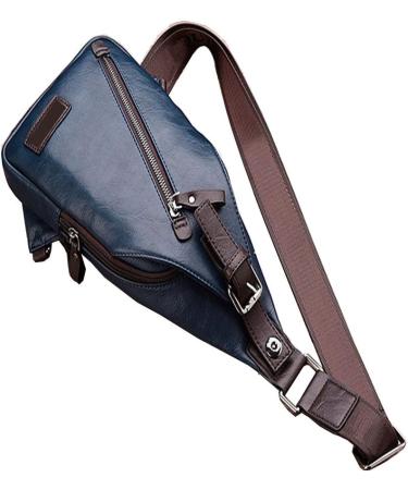 Blue Leather Sling Bag Crossbody Backpack for Outdoor Travel - #20 - Buy Online on GoSupps.com