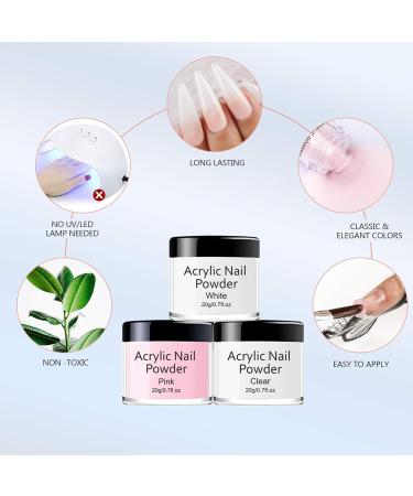 Beginner Acrylic Nail Kit - 3 Colors Powder Set (White, Clear, Pink) for Nail Extension - Complete Set for Beautiful Acrylic Nails - Buy Online on GoSupps.com