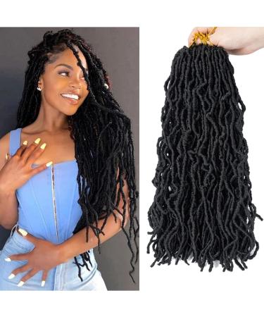 Umylar New Faux Locs Crochet Hair 18 Inch 6 Packs Soft Locs Crochet Hair Pre-looped Soft Goddess Locs Curly Wavy Crochet Braids Hair For Black Women Synthetic Hair Extension(18 Inch 1B) 18 Inch (Pack of 6) 1B