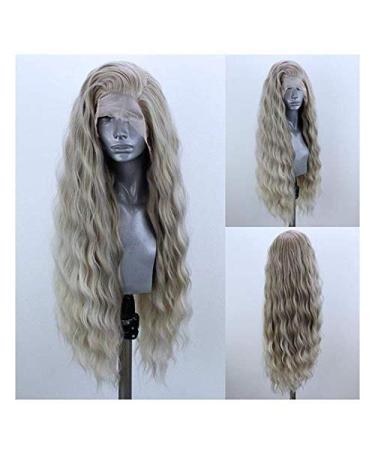 BGHJUE FASHION OMBRE Blonde Long Straight Lace Front Dark Roots Natural Hairline Synthetic Heat Resistant Hair Replacement For Women Cosplay Party Use Wigs