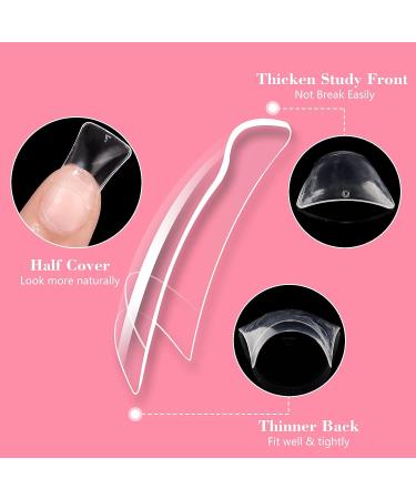 500PCS Clear Half Cover Duck Nail Tips for Acrylic Nails - Professional False Nails for Manicure Salon and DIY Home Use - Buy Online on GoSupps.com