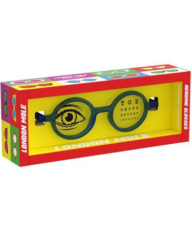 LONDON MOLE Transparent Blue Reading Glasses 2.0x | Round Cool Readers with Spring Hinges | Stylish Unisex Eyewear - Buy Online on GoSupps.com