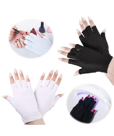 2 Pairs UV Gloves for Gel Nails UV Nail Light Lamp Manicure Dryer Professional Protection Gloves Fingerless Glove Shield Hands for Nail Art Skin Care Gel Manicure Dryer Outdoor Use for Women
