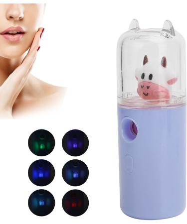 Light Purple and Yellow Nano Facial Mister 30ml Portable Handy Cool Mist Sprayer with Color Light Function Rechargable Cute Cow Design Cooling Mister(Purple) - Buy Online on GoSupps.com