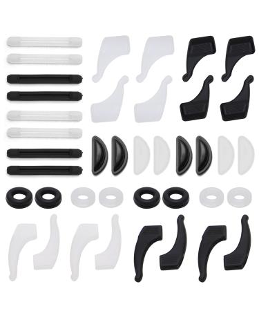 SWYSGS Glasses Holder Sets 20Pairs Anti Slip Adhesive Glasses Nose Pads Round Ear Grips Silicone Ear Hooks Holder