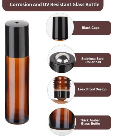 Hyber&Cara 10ml Glass Roll on Bottles 8Pcs Essential Oils Roller Bottles - Stainless Steel Roller Balls - Aromatherapy Set with Bonus Gifts - Buy Online on GoSupps.com