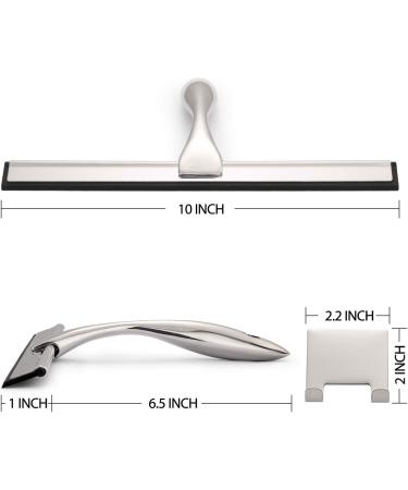 Hiware Stainless Steel 10-Inch Shower Squeegee for Shower Doors, Bathroom, Window, and Car Glass - Silver - Buy Online on GoSupps.com