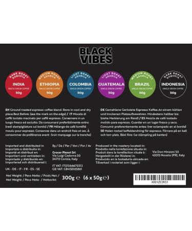 WORLD'S COFFEES | Gourmet Ground Coffee Pack 300g (6 x 50g) - 6 Best Single Origin Coffees | Gift Idea for Her and Him - Buy Online on GoSupps.com