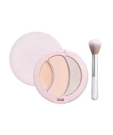 Palette de maquillage tricolore multifonction fard joues fard paupi res et surligneur en un palette de surligneur mat et contouring avec mini pinceau de maquillage pour des looks de maquillage 01#