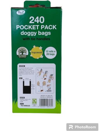 TidyZ 240 DOGGY BAGS WITH TIE HANDLES POCKET PACK FRAGRANCED BLACK (12 rolls of 20 Bags) - Buy Online on GoSupps.com