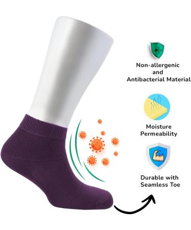 Cosyfeel Women Loose Diabetic Socks | 4-Pack Neuropathy Ankle Socks for Ladies | Super Soft Eco-Friendly Bamboo Material | Durable with Seamless Toe | Multicolour Patterns | 4 Seasons 7-9 1/2 PURPLE - Buy Online on GoSupps.com