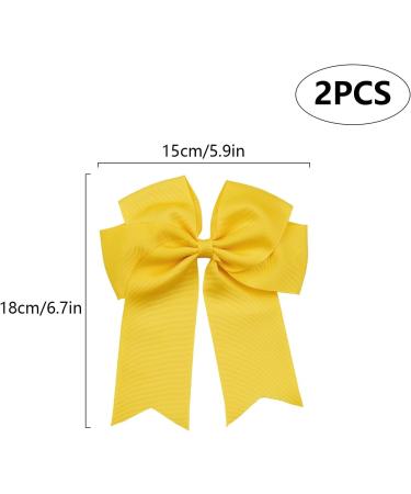 2 Pack 6 inch Bow Hair Clips Large Hair Bow Hair Barrette Clips for Women Girls Yellow Hair Bow - Buy Online on GoSupps.com