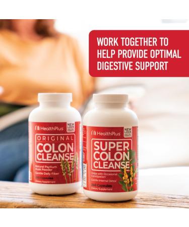 Health Plus Super Colon Cleanse (240 Capsules/120 Servings) & Colon Cleanse (200 Capsules/33 Servings) Bundle - Buy Online on GoSupps.com