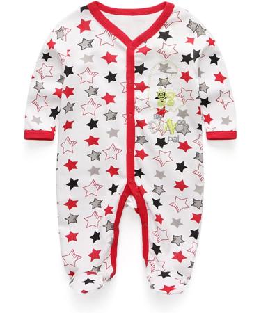 MAMIMAKA Baby Rompers Pajamas Cotton Jumpsuit Set | Long Sleeve Footed Bodysuits for Boys and Girls | 3-6 Months | Pack of 2 - Buy Online on GoSupps.com