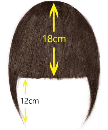 Silk-co One Piece Hair Bangs Fringe Hair Extensions Clip in Human Hair Extension #02 Dark Brown Straight Flat with Temple - Buy Online on GoSupps.com