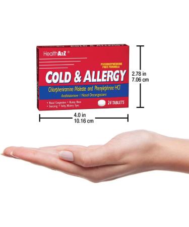 HealthA2Z Cold & Allergy | Chlorpheniramine Maleate & Phenylephrine HCL | 24 Tablets x 3pack (72 Tablets) - Buy Online on GoSupps.com