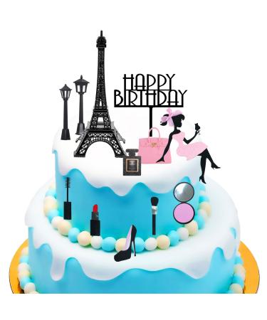 Plorbach 12pcs eiffel tower cake topper Paris Cake Topper