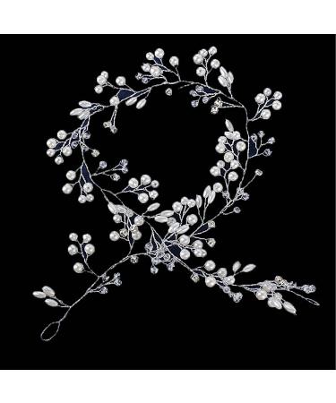 50cm Wedding Hair Jewelry | Bride Pearl Rhinestone Headband | Silk Flower Accessories for Curly Hair & Girls - Buy Online on GoSupps.com