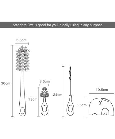 Bebamour 3-in-1 Stand Baby Bottle Brushes Set - Soft Teat Brush & Straw Cleaner - Pink - Buy Online on GoSupps.com