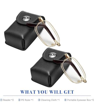 Shop Efe 2-Pair Foldable Reading Glasses for Men & Women - Anti-Blue Light Collapsible Mini Glasses Ultralight Metal Classic Rectangular Reading Aid with Hard Case - 7002 Gold 2.5x - Buy Online on GoSupps.com