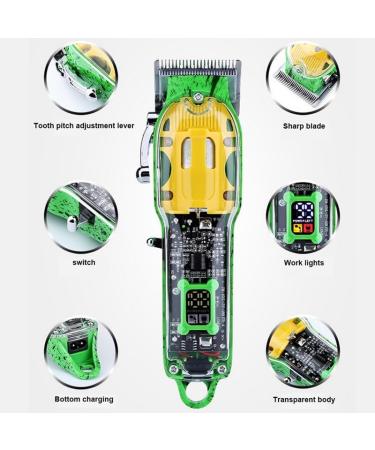 Professional Rechargeable Hair Clippers - Transparent Electric Shaver for Salon & Home Use - Buy Online on GoSupps.com