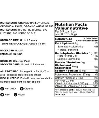 Food to Live Organic SuperGrass Powder Blend Mixed Alfalfa Barley Grass and Wheatgrass Powders. Non-GMO Pure Superfood Vegan Kosher Bulk. Mixes Well. Perfect for Smoothies and Shakes 16 Ounce (Pack of 1) - Buy Online on GoSupps.com