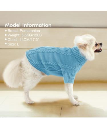 Shop Alagirls Winter Thick Warm Dog Sweater - Soft Turtleneck Knit Clothing for Small Dogs & Cats - Light Blue XS - Buy Online on GoSupps.com