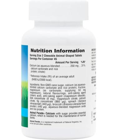 NaturesPlus Animal Parade Calcium Kids Chewable - Natural Vanilla Flavour - Vegan Gluten-Free - 90 Animal Shaped Tablets - Buy Online on GoSupps.com