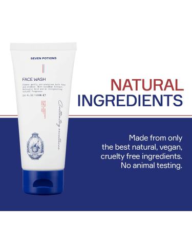 SEVEN POTIONS Men's Face Wash - Natural & Vegan Gentle Cleanser for All Skin Types | 3.4 FL OZ | Hydration & Healthy Skin Cruelty Free - Buy Online on GoSupps.com