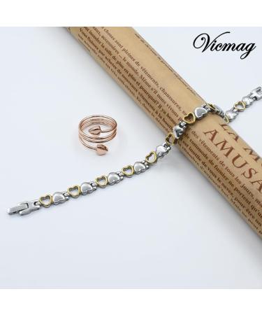 Shop Vicmag Magnetic Bracelets for Women - Titanium Steel 3500 Gauss Magnets Heart Design Gift with Distance Tools - Buy Online on GoSupps.com