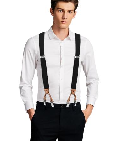 Men's Adjustable Y-Back Braces with 6 Metal Clips - Heavy Duty Elastic Pants Braces - Dresime H se B rs - Buy Online on GoSupps.com